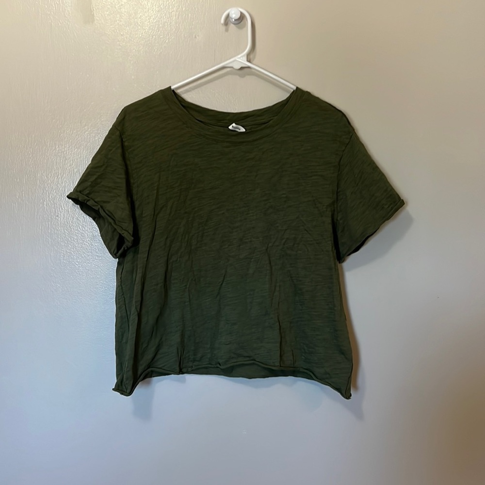 Army green crop top